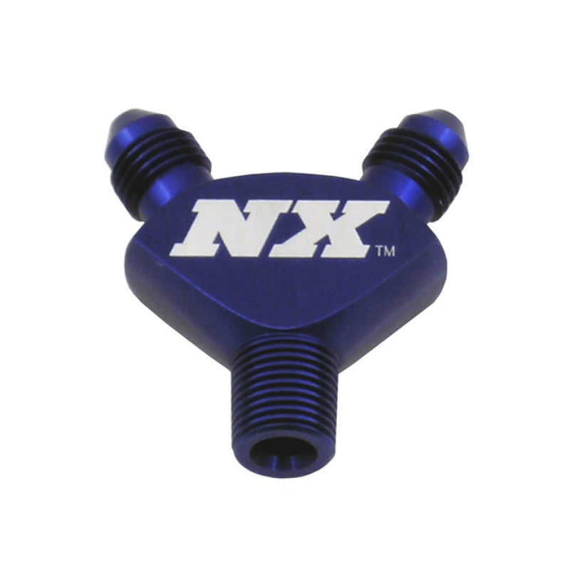 Nitrous Express 1/8NPT x 3AN x 3AN Billet Pure-Flo Y Fitting - Blue 16078 16078 Photo - Primary
