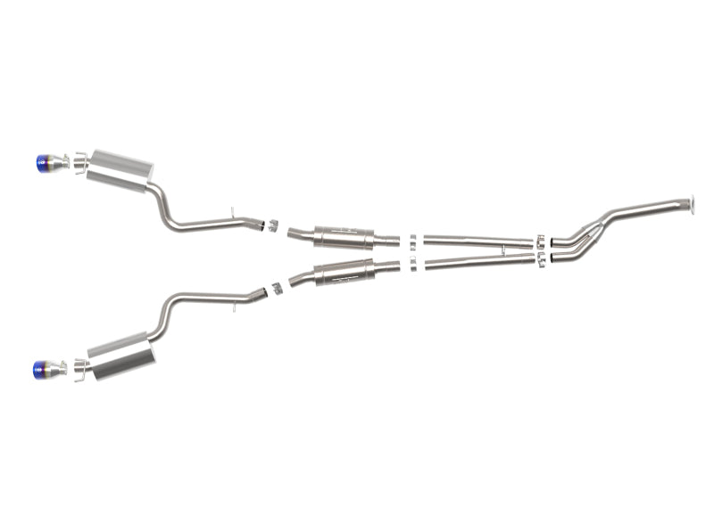 aFe POWER Takeda 16-17 Lexus IS200t L4-2.0L (t) 2.5in-3in 304 SS CB Exhaust w/ Blue Tip 49-36059-L 49-36059-L Photo - Unmounted