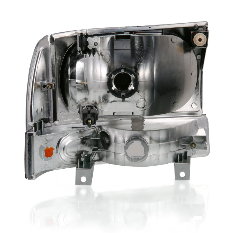 ANZO 2000-2004 Ford Excursion Crystal Headlight w/ Corner Light Black Amber (w/o Bulb) 111457 111457 Photo - Unmounted