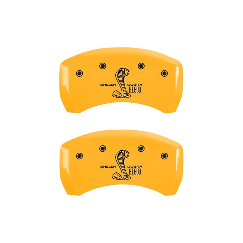 MGP Rear set 2 Caliper Covers Engraved Rear GT500 Shelby & Cobra Yellow finish black ch 10010RGT5YL 10010RGT5YL Photo - Primary
