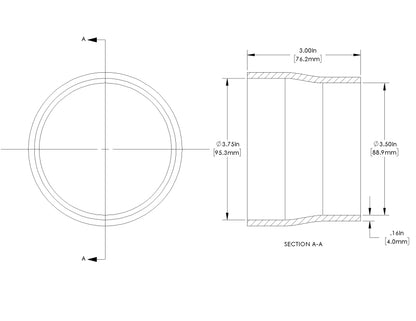 aFe POWER Universal Products Coupler Kit (3-3/4 x 3-1/2)in ID x 3in L - Black 59-00207 59-00207 Technical Drawing