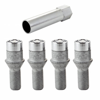 McGard Wheel Lock Bolt Set - 4pk. (Tuner / Cone Seat) M12X1.5 / 17mm Hex / 22.4mm Shank L. - Chrome 27192 27192 Photo - out of package