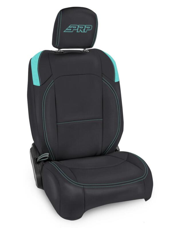 PRP Seats PRP Jeep Wrangler JL Front Seat Covers - 2 door- with Molle Back (Pair) - Black/Teal B038-09 B038-09 Photo - Primary