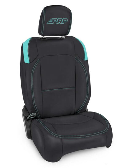 PRP Seats PRP Jeep Wrangler JL Front Seat Covers - 2 door- with Pocket Back (Pair) - Black/Teal B037-09 B037-09 Photo - Primary