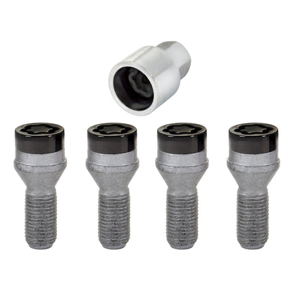 McGard Wheel Lock Bolt Set - 4pk. (Cone Seat) M14X1.25 / 17mm Hex / 27.3mm Shank Length - Black 27326 27326 Photo - out of package