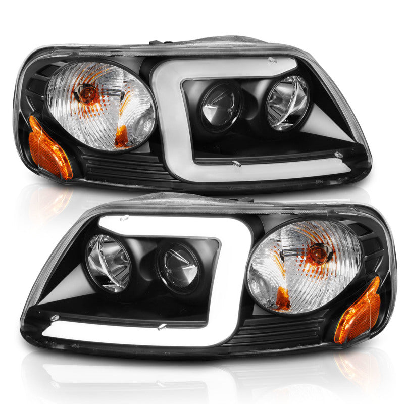 ANZO 1997-2003 Ford F-150 Projector Headlights w/ Light Bar Black Housing 111503 111503 Photo - Unmounted