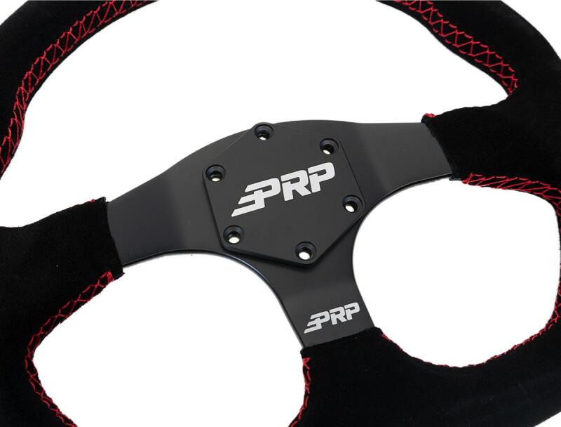 PRP Seats PRP Suede D-Shape Steering Wheel - Red G253 G253 Photo - Close Up
