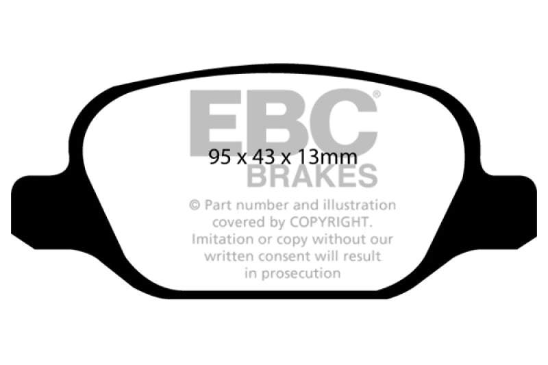 EBC 10-11 Fiat 500 1.4 (Bosch Calipers) Yellowstuff Rear Brake Pads DP41338R DP41338R Photo - Primary