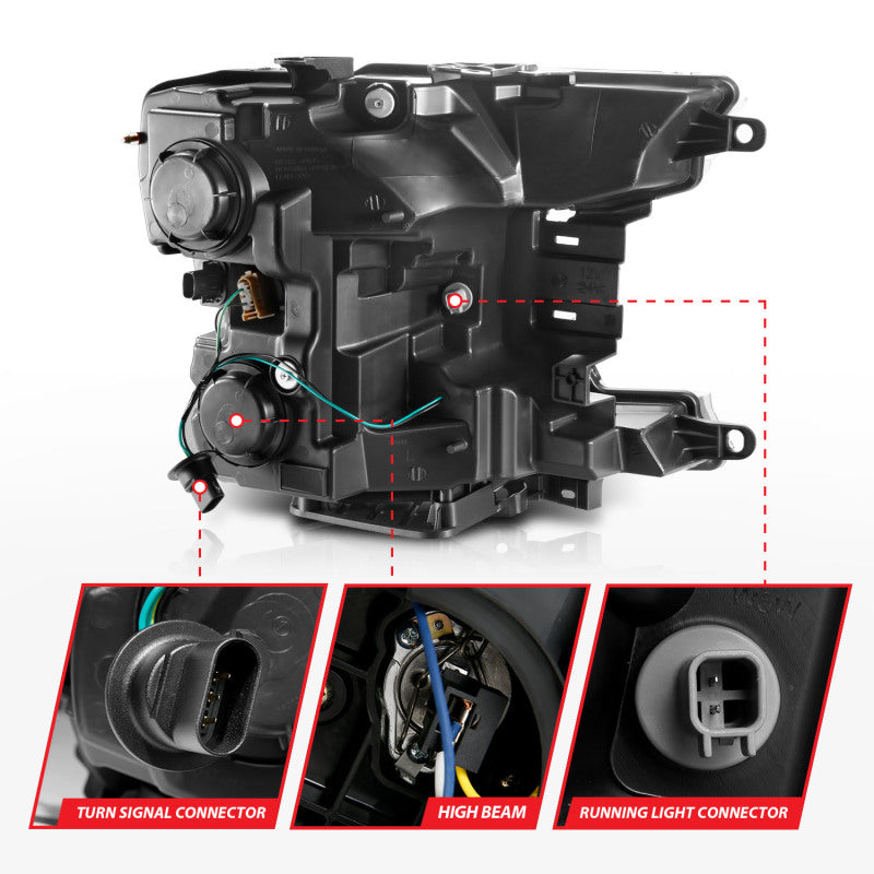 ANZO 2018-2019 Ford F-150 Projector Plank Style H.L. Black Amber (Without Switchback) 111467 111467 Photo - Unmounted