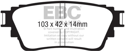 EBC 18-21 Mitsubishi Outlander Yellowstuff Rear Brake Pads DP42376R DP42376R Photo - Primary