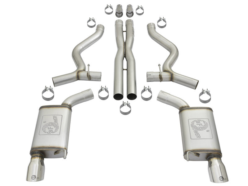aFe MACHForce XP 3in Sport Tone Cat-Back Exhausts w/ Polished Tips 15-17 Ford Mustang V6/V8 49-33087-P 49-33087-P Photo - Unmounted