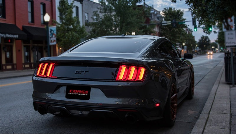 Corsa Performance 2015 Ford Mustang GT 5.0 3in Cat Back Exhaust Black Dual Tips (Sport) 14332BLK Photo - Mounted