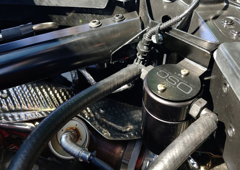 J&L 20-21 Chevrolet Corvette 6.2L LT2 Targa Top Passenger Side Oil Separator 3.0 - Black Anodized 3088P-B 3088P-B Photo - Mounted