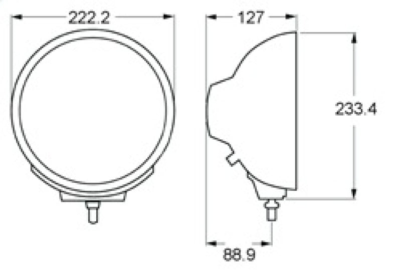Hella Rallye 4000 series BlackEuro Beam 12V Halogen Lamp with Position Lamp H12560031 H12560031 Technical Drawing