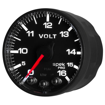 Autometer 2-1/16" Volmeter, 0-16V, Digital Stepper Motor, Spek-Pro, Black Dial P344328 User 4