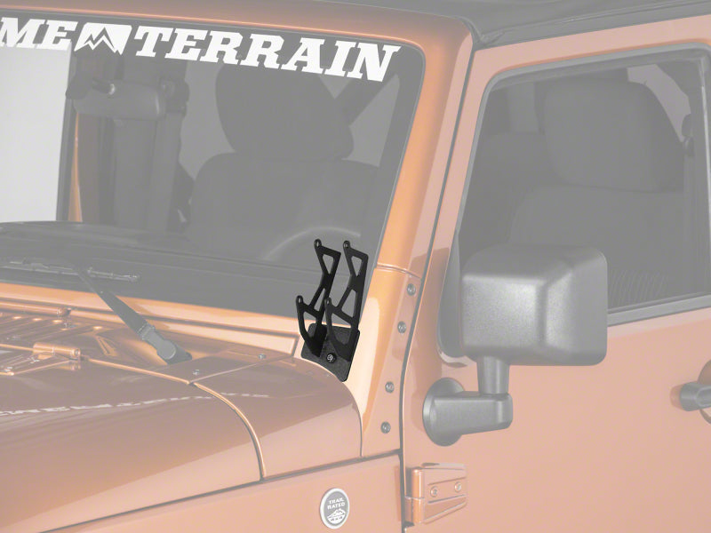 Raxiom 07-18 Jeep Wrangler JK Windshield Mounted Dual Light Brackets J106739 J106739 Photo - Primary