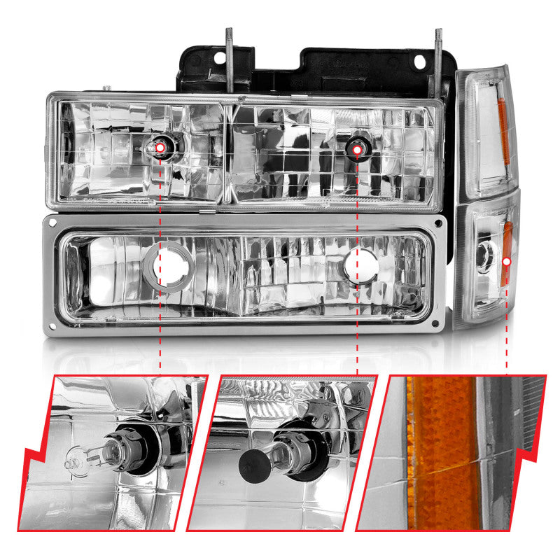 ANZO 88-98 Chevrolet C1500 Crystal Headlights Chrome w/ Signal and Side Marker Lights 111506 111506 User 2