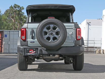 aFe Vulcan 3in 304 SS Axle-Back Exhaust 2021 Ford Bronco L4-2.3L (t)/V6-2.7L (tt) w/ Black Tips 49-33137-B 49-33137-B Photo - Mounted