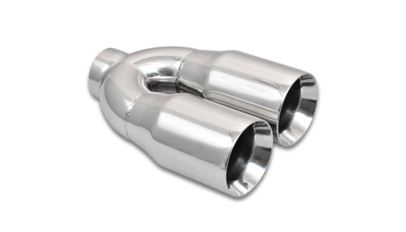 Vibrant Dual 3.5" Round Stainless Steel Tips (Double Wall, Straight Cut) 1339 Photo - Primary