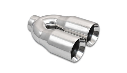 Vibrant Dual 3.5" Round Stainless Steel Tips (Double Wall, Straight Cut) 1339 Photo - Primary