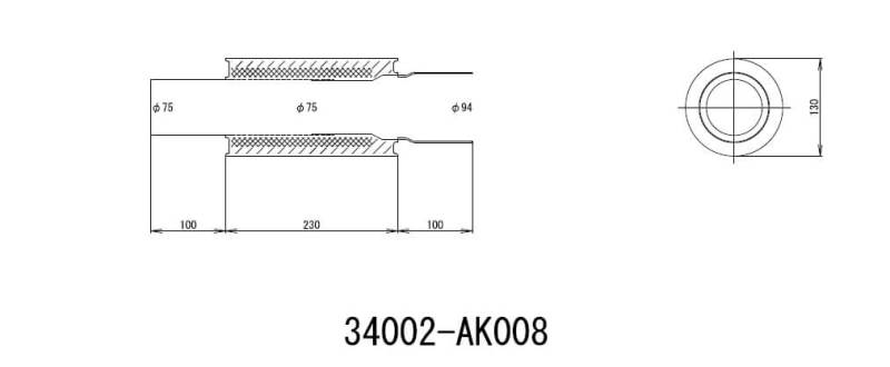 HKS Universal Ex H/M Sus 130-75 (Moq: 8Pcs) 34002-AK008 Photo - Primary