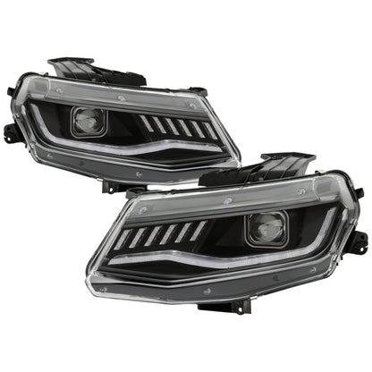 Spyder Chevy Camaro 16-18 Halogen Model Full LED Headlights Black PRO-YD-CCAM16HALAP-SEQ-BK 5087317 5087317 Photo - Primary