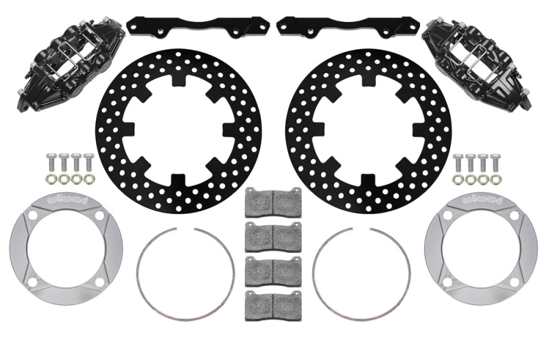 Wilwood 2014+ Polaris RZR XP 1000 Front Kit 11.25in Drilled - Black 140-16632-D