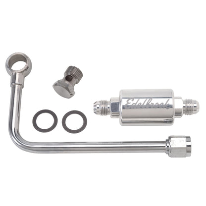 Edelbrock 3/8" Hard Fuel Line with -6 B-Nut & Polished Filter 8131 Photo - Primary