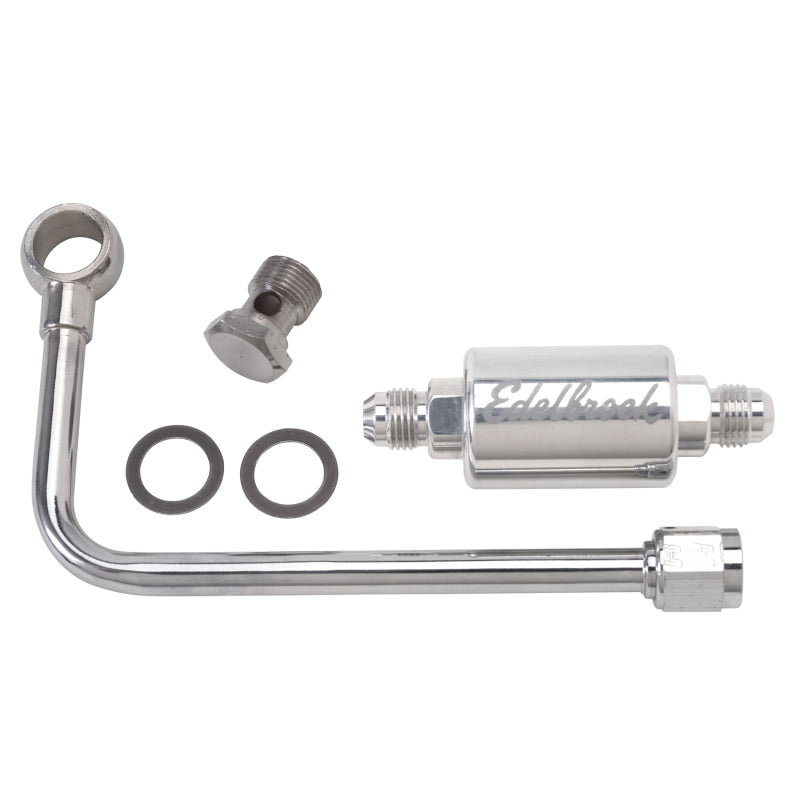 Edelbrock 3/8" Hard Fuel Line with -6 B-Nut & Polished Filter 8131 Photo - Primary