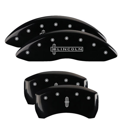 MGP 4 Caliper Covers Engraved Front Lincoln Engraved Rear Star logo Black finish silver ch 36019SLC1BK 36019SLC1BK Photo - Primary