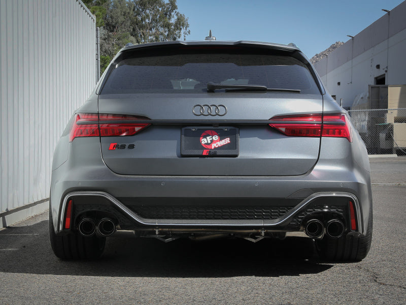 aFe 20-22 Audi RS6 Avant V8 4L (tt) MACH Force-Xp 3in to 2.5in 304 SS Cat-Back Exhaust w/ Carbon Tip 49-36448-C 49-36448-C Photo - Mounted