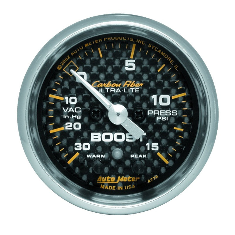 Autometer Carbon Fiber 52mm 15 PSI Electronic Boost Gauge 4776 4776 Photo - Primary