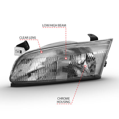 ANZO 1997-1999 Toyota Camry Crystal Headlight Chrome Amber(OE) 121555 121555 Photo - Unmounted