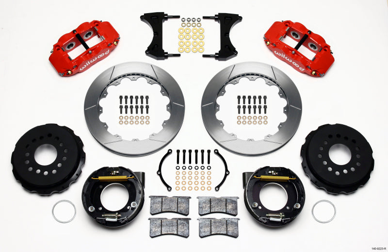 Wilwood Narrow Superlite 4R Rear P-Brk Kit 12.88in Red Ford 8.8 w/2.5in Offset-5 Lug 140-9223-R 140-9223-R Photo - Primary