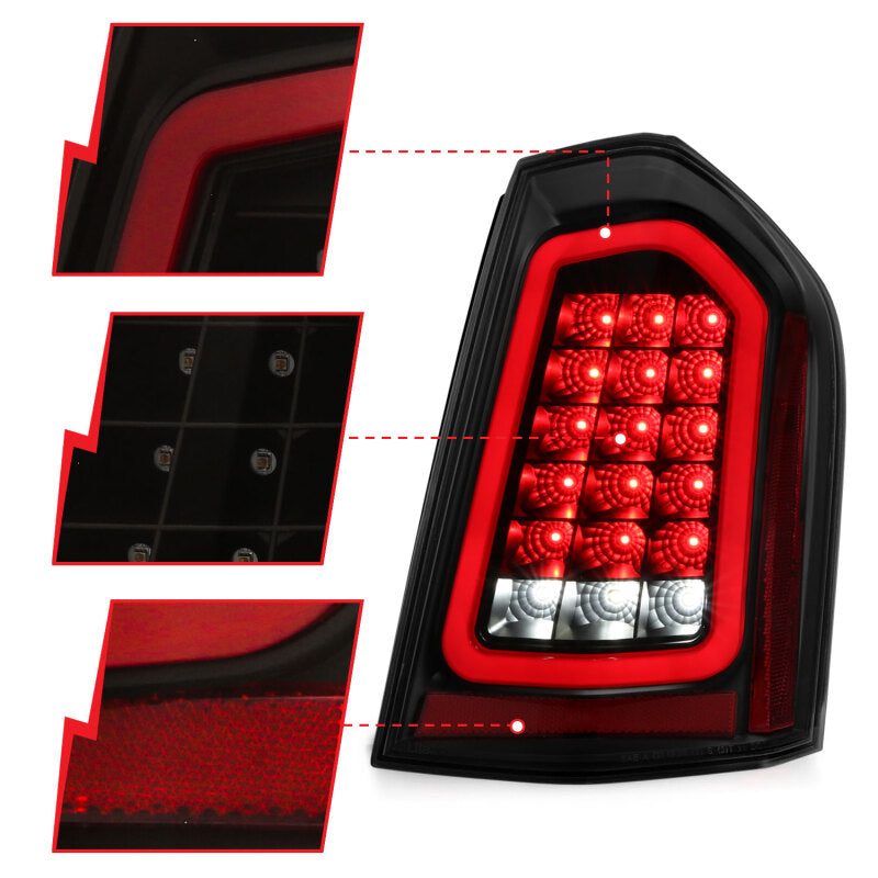 ANZO 11-14 Chrysler 300 LED Taillights Black w/ Sequential 321343 321343 Photo - Close Up