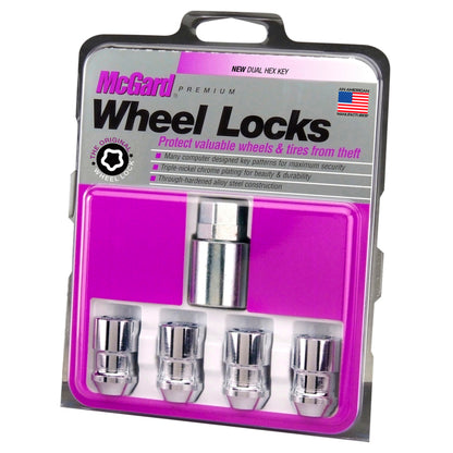 McGard Wheel Lock Nut Set - 4pk. (Cone Seat) 1/2-20 / 3/4 & 13/16 Dual Hex / 1.46in. Length - Chrome 24130 24130 Photo - in package