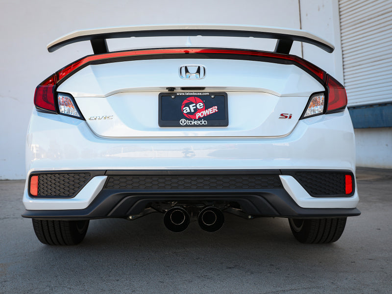 aFe Takeda 2.5in 304SS Cat-Back Exhaust System 17-20 Honda Civic SI Coupe L4-1.5L (t) - Black Tip 49-36620-B 49-36620-B Photo - Mounted