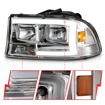 ANZO 97-04 Dodge Dakota/Durango Crystal headlight Set w/ Light Bar Chrome Housing 111592 111592 User 2