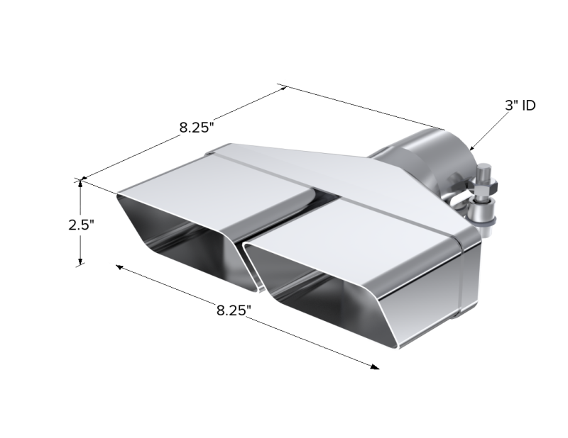 MBRP Universal Tip 8inx 2.375in ID Rectangle 2.5in O.D. inlet 8.25in length T5118 Photo - Close Up