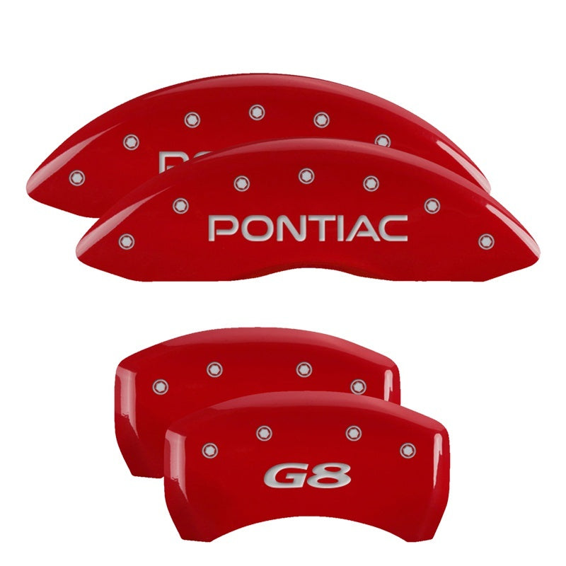 MGP Caliper Covers (set of 4), Engraved Front Pontiac Engraved Rear G8 Red 18011SPG8RD Photo - Primary