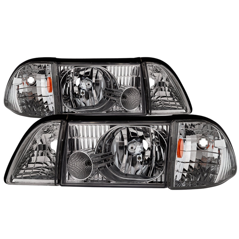 SPYDER xTune Ford Mustang 87-93 OEM style Headlights 6pcs Amber - Chrome HD-JH-FM87-6PC-AM-C 9035272 9035272 Photo - Primary