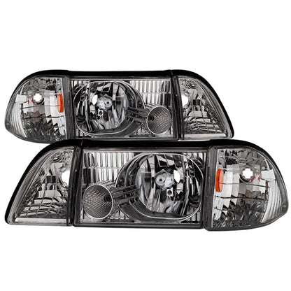 SPYDER xTune Ford Mustang 87-93 OEM style Headlights 6pcs Amber - Chrome HD-JH-FM87-6PC-AM-C 9035272 9035272 Photo - Primary