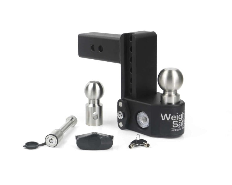 Weigh Safe 6in Drop Hitch w/Built-in Scale & 2.5in Shank (10K/22K GTWR) w/WS05 - Steel SWS6-2.5-KA