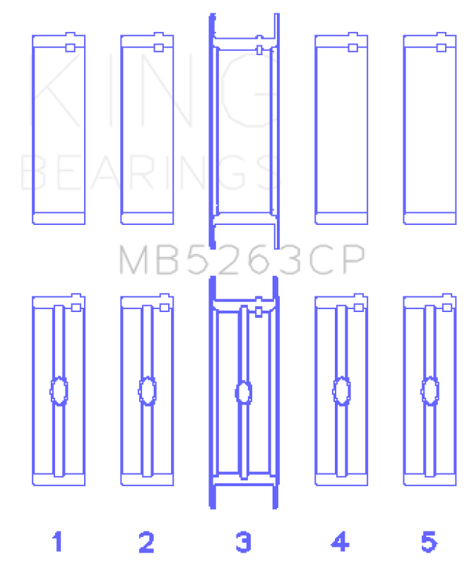 King Engine Bearings King Ford Eng 445 T/Dies Crankshaft Main Bearing Set (Set of 5) MB5263CP010 MB5263CP010 Photo - Primary