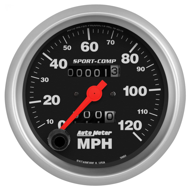 Autometer Gauge, Speedmeter, 3 3/8", 120Mph,Mechanical Sport-Comp 3992 Photo - Primary