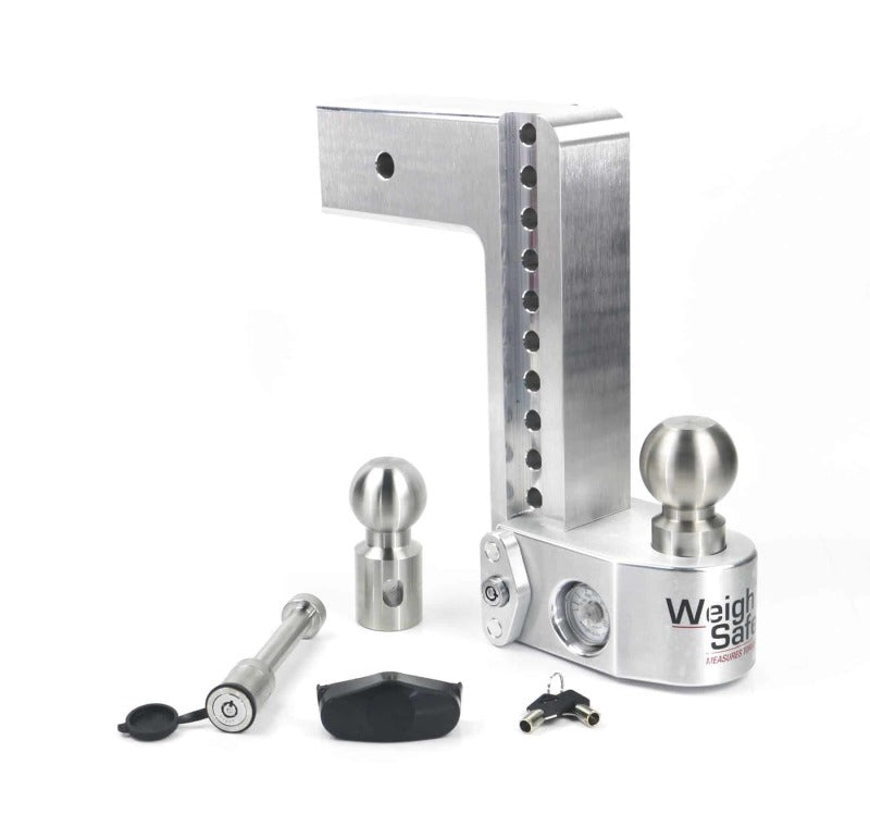 Weigh Safe 10in Drop Hitch w/Built-in Scale & 3in Shank (10K/21K GTWR) w/WS05 - Aluminum WS10-3-KA