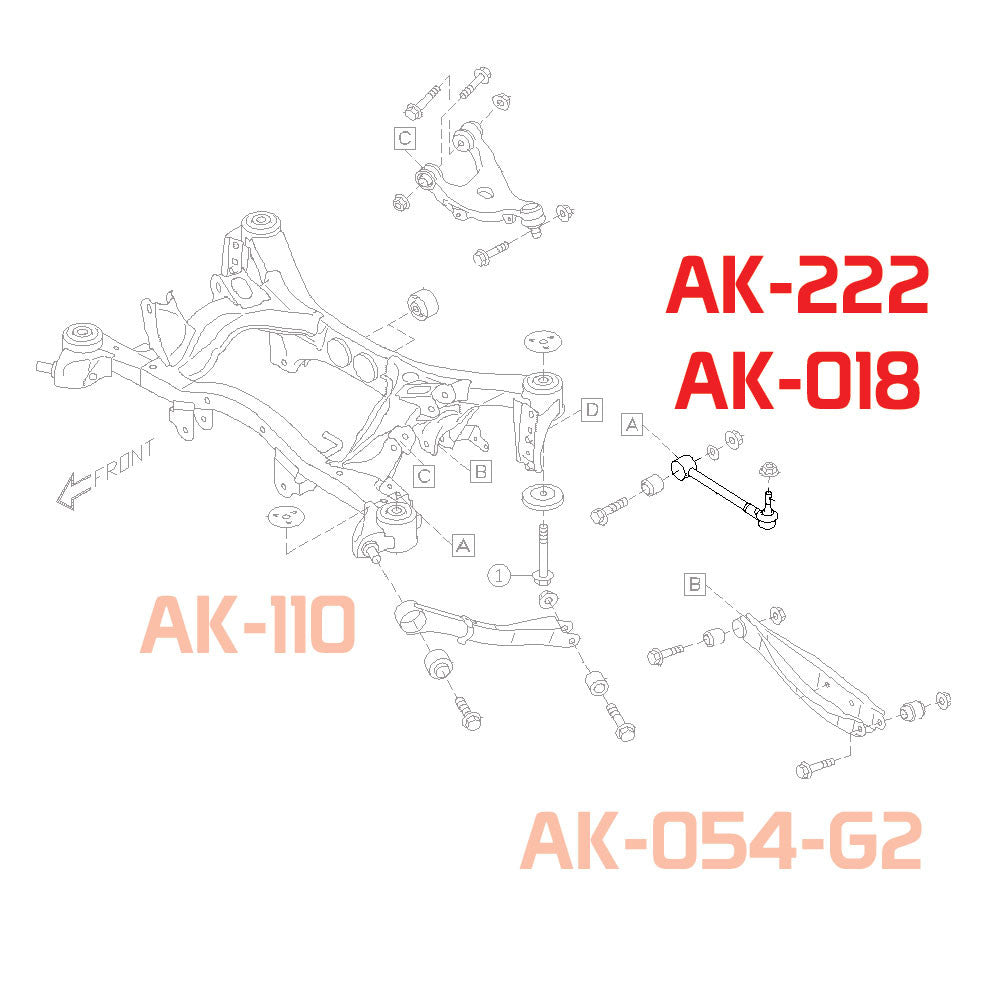 Godspeed Subaru Impreza Gen2 Adjustable Rear Toe Arms With Spherical Bearings