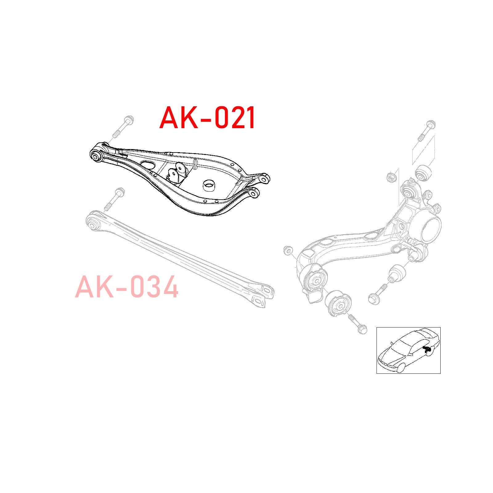 Godspeed BMW 3-Series Coupe/Sedan/Convertible (E46) 1999-06 Adjustable Rear Toe Arms With Bucket Delete