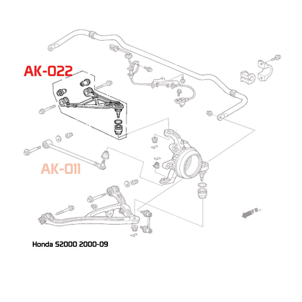 Godspeed Honda S2000 (AP1/AP2) 2000-09 Adjustable Rear Upper Camber Arms With Spherical Bearings