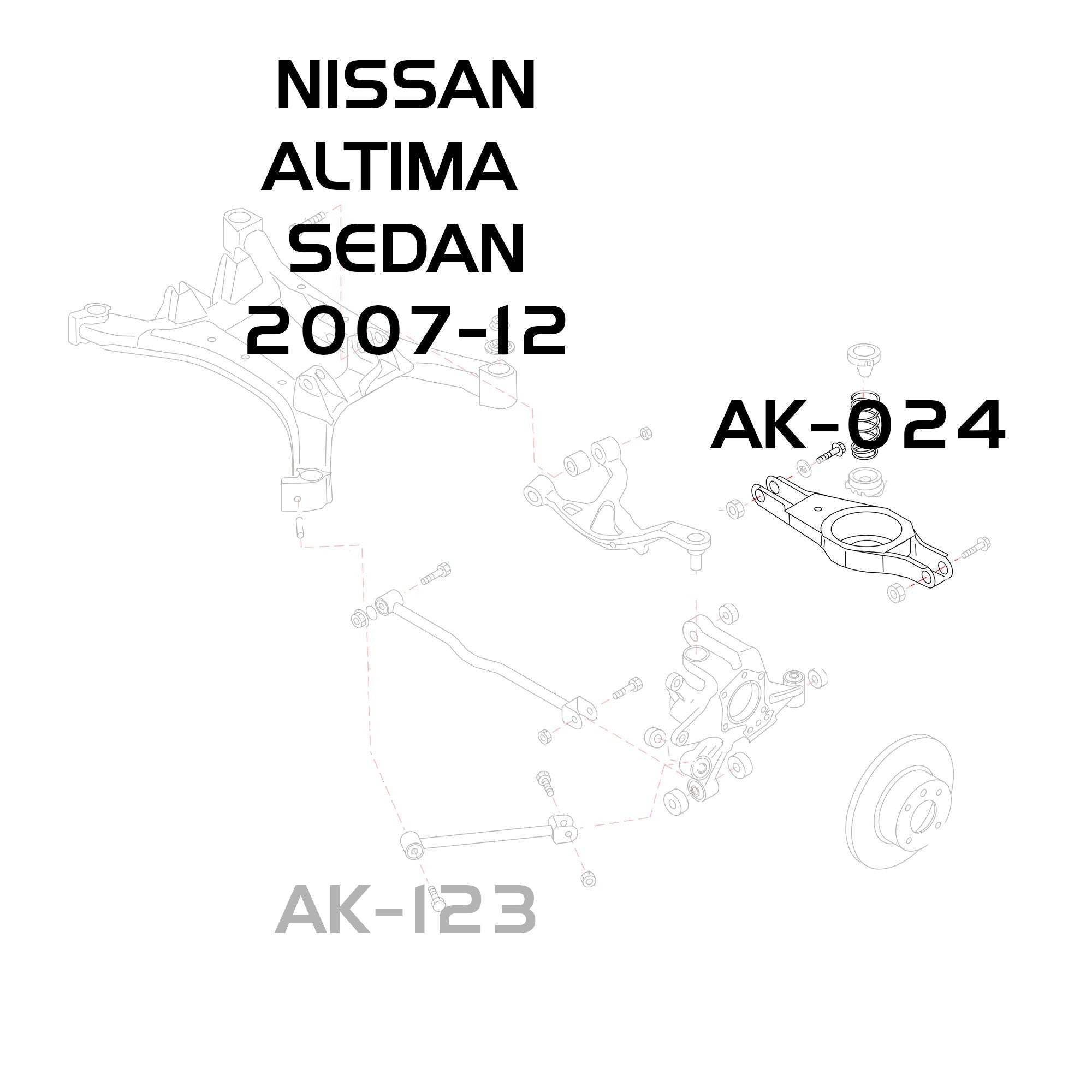 Godspeed Nissan Altima Sedan/Coupe Adjustable Rear Toe Arms Spring Bucket Replacement - Ver. 1